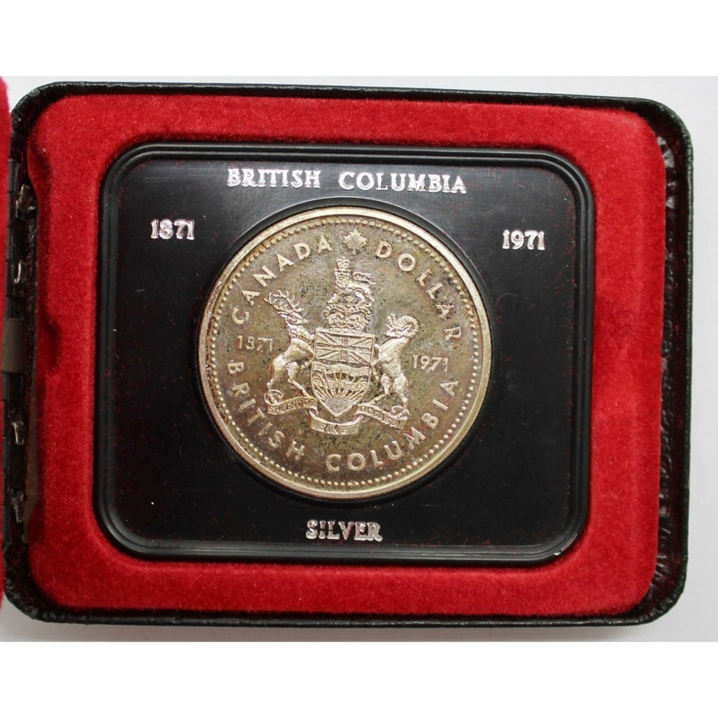 1971 British Columbia Centennial Silver Dollar coin by the Royal Canadian Mint detail