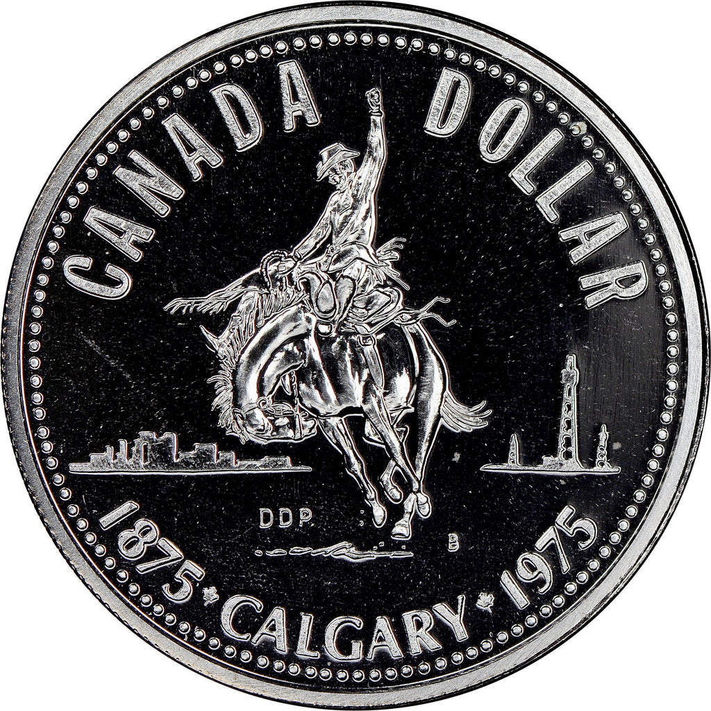 1975 Canadian Silver Dollar Coin - Calgary Centennial coin detail