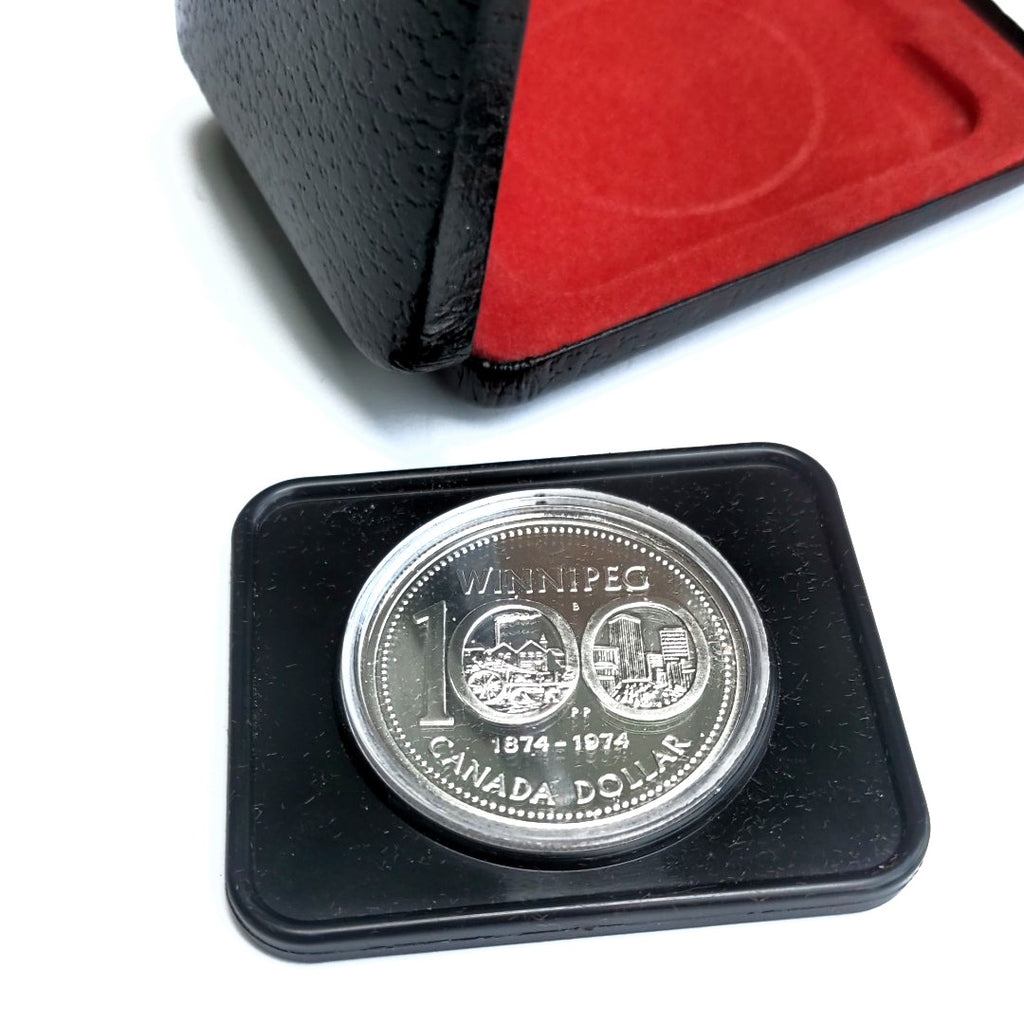 1974 $1 Canadian Silver Dollar -  Winnipeg Centennial encased